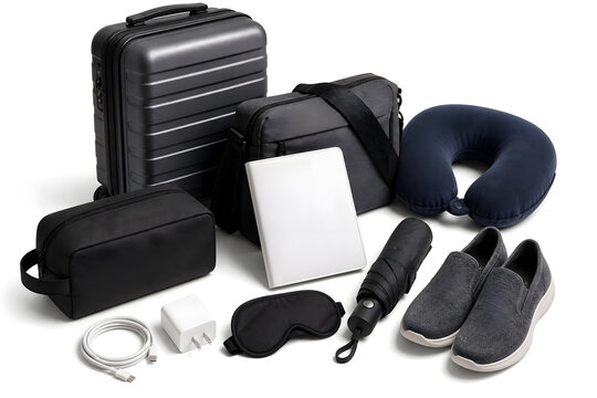 Collection of ten travel and business trip items