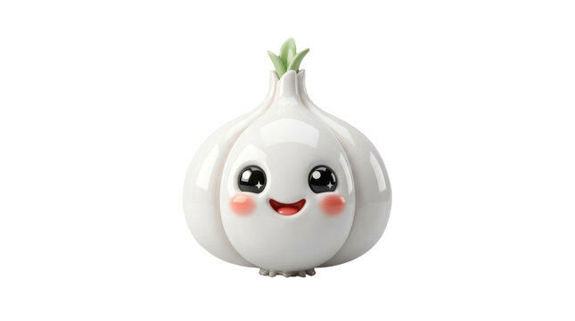 Cute garlic character with a happy face and big eyes