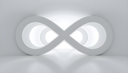 Obraz premium White 3D infinity loop tunnel hallway.