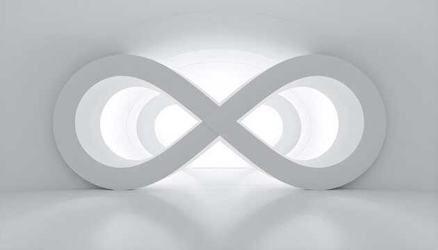 White 3D infinity loop tunnel hallway.