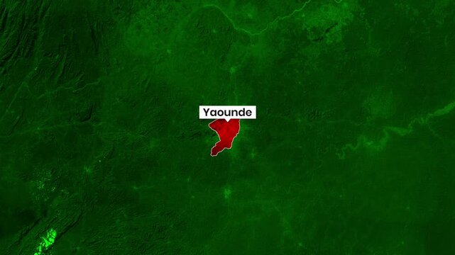 Animated map overlay highlighting Yaounde motion graphics video clip