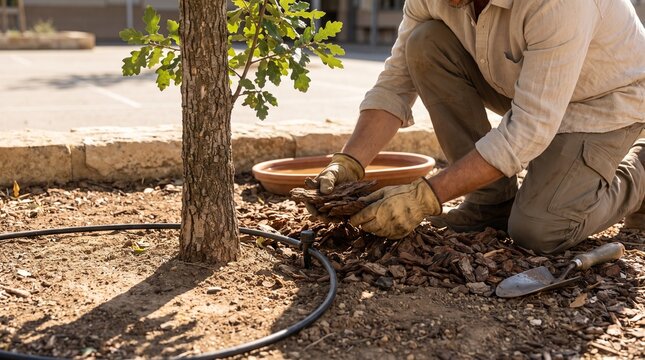 Efficient irrigation care for native shade trees at school