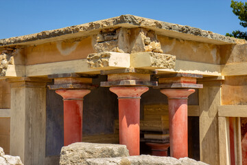 Naklejka premium Reconstructed North Entrance of the Minoan Palace of Knossos on Crete, Greece
