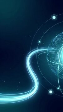 Futuristic AI Neural Network Globe with Flowing Digital Energy and Technology Data Connection