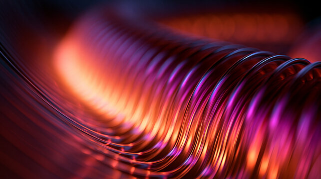 Abstract Futuristic Glowing Metallic Wave Technology Background