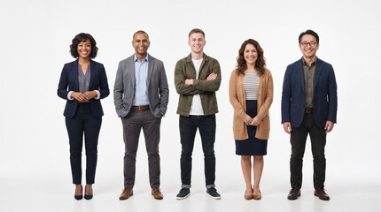 Obraz premium Diverse Business Team Group Photo Isolated on White Background