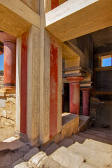 Naklejka premium Architectural detail of the reconstructed Minoan Palace of Knossos on Crete, Greece
