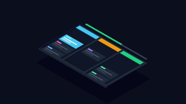 Isometric Digital Dashboard Interface Design Element for Web Application Development