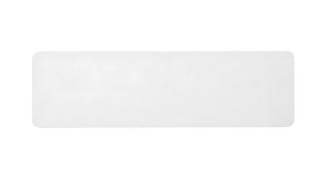 Blank white rounded rectangle paper label banner isolated on transparent background
