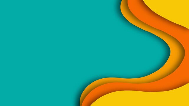 Abstract Paper Cut Out Background with Teal Orange and Yellow Waves.
