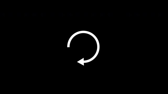 Refresh retry circle icon rotation with half circle and arrow icon sign looping animation on transparent background, 4k video