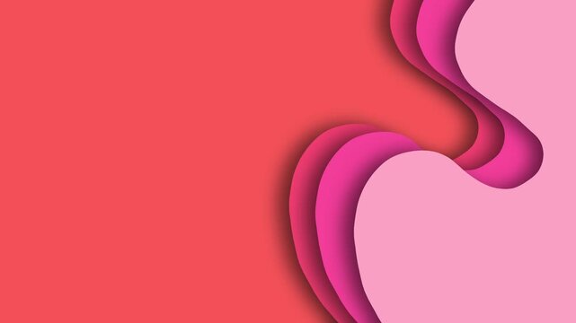 Elegant Pink and Red Abstract Paper Cut Wavy Layered Background Motion Graphic.