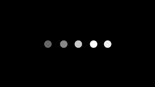 Loading thinking 5 dot looping animation, five dot or circle blinking animation on transparent background, 4k video