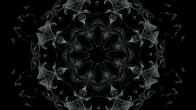Abstract ethereal smoke patterns creating hypnotic kaleidoscope visuals.