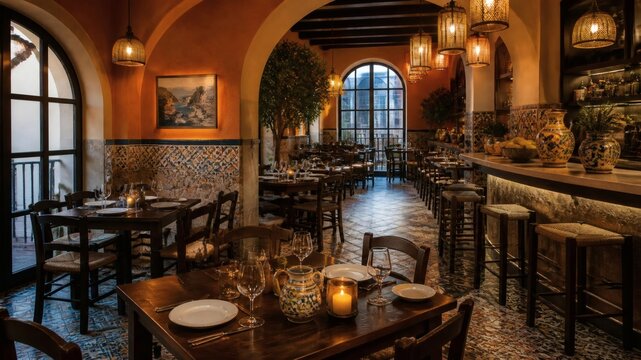 interior of Spanish tapas restaurant