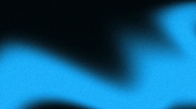 Abstract Vibrant Blue Grainy Gradient Wave on Dark Black Background, Modern Glowing Cyan Aura Fluid Motion Texture for Creative Poster, Cover, and Media Graphic Design