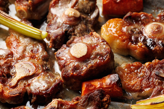 Roasted Beef Oxtail Bones for Homemade Bone Broth Preparation
