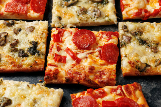 Stonebaked Flatbread Pizza Slices with American Hot Salami and Mushroom