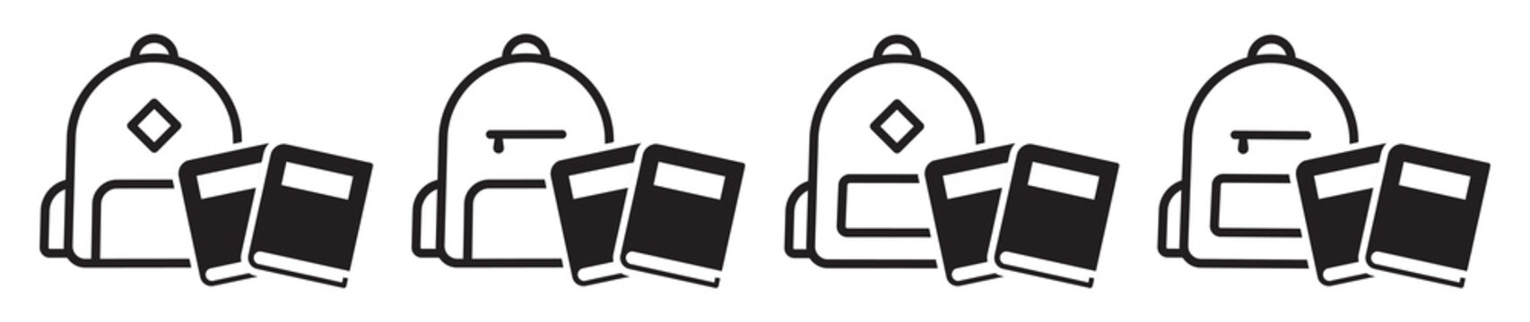 Backpack and paper book icon illustration