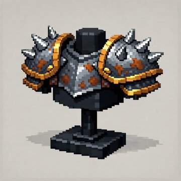 Heavy iron armor sprite with shoulder spikes for roleplaying quest game user interface