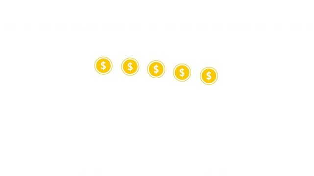 loading gold coin dollars animation, finance theme loading, loading data dollar animation on transparent background, 4k video