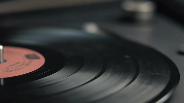 Vinyl record spinning on turntable