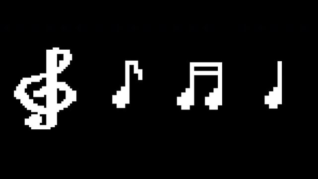 8bit music note icon set