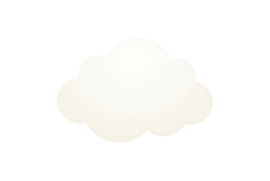 Icona stilizzata di una nuvola bianca soffice e arrotondata su sfondo bianco, design minimalista e pulito ideale per interfacce digitali, applicazioni meteo o elementi grafici di design vettoriale.