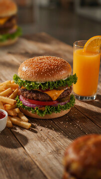 burger and fries