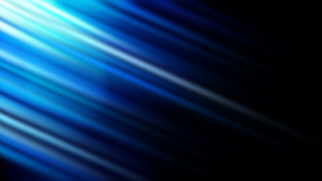 Abstract dark blue background with diagonal light streaks and beams fading into black. Abstract color background