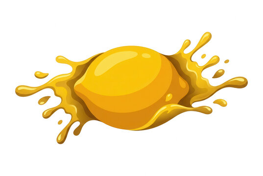 Illustrazione vettoriale di un limone giallo brillante circondato da uno spruzzo dinamico di succo, isolato su sfondo bianco, ideale per design grafici legati a bevande fresche, salute e
