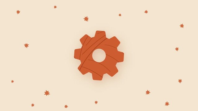 Animated Gear Cog with Starbursts Graphic Background