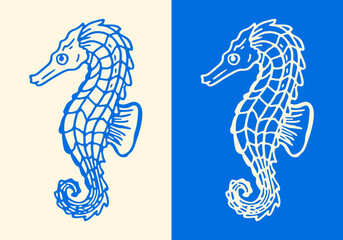 Seahorse aquatic animal hand drawn line art vector illustration © yusuf asyari