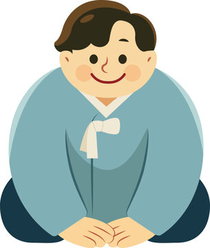한복 입고 큰절하는 남자