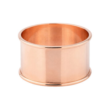 Shiny copper napkin ring with a smooth, reflective surface is captured in a studio shot on a white background
