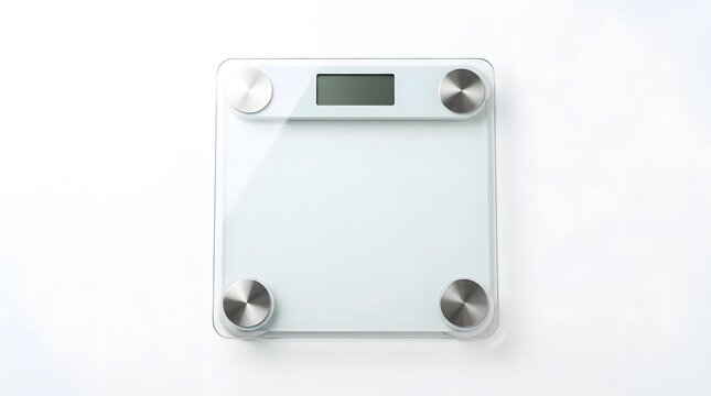 Modern Glass Digital Scale with Metal Dials on White Surface