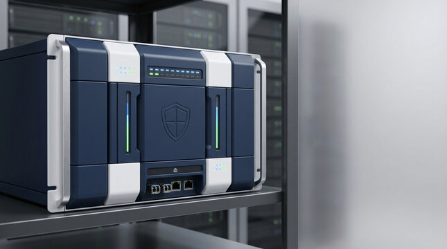Secure Network Server in Modern Data Center with Cybersecurity Concept