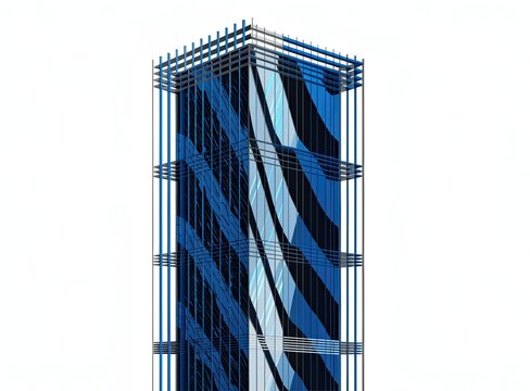 Skyscraper facade, architectural reflection concept, isolated on white background