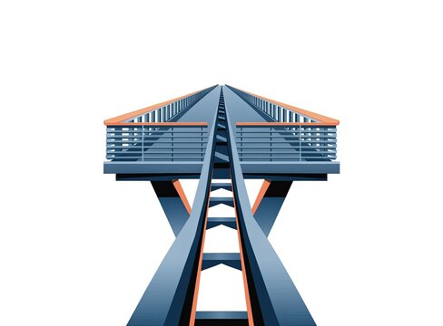 Urban overpass, professional commute concept, isolated on white background