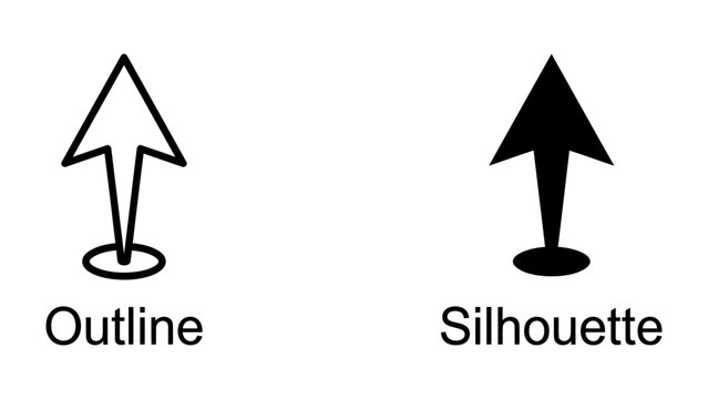 Arrow Symbol: Outline and Silhouette Comparison