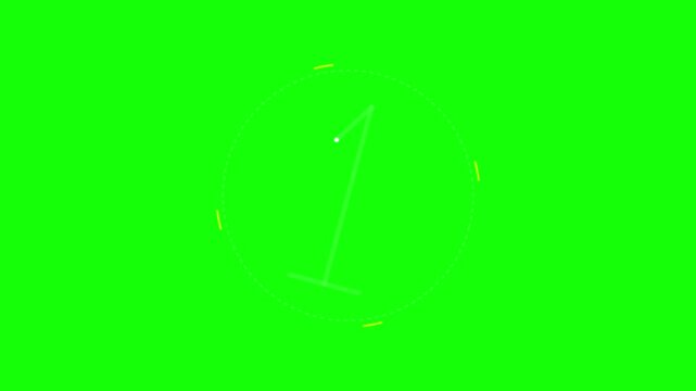Minimalist countdown timer animation on green screen with white line numbers 2 and 1. Ideal for racing intros, video starts, and cinematic transitions using chroma key background.
