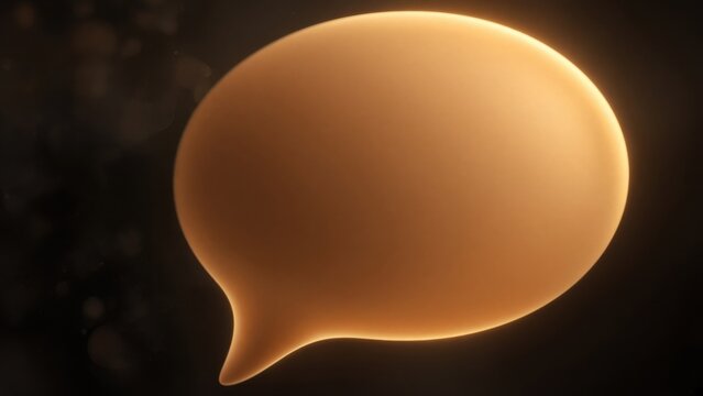 Glowing Orange Speech Bubble on Dark Background