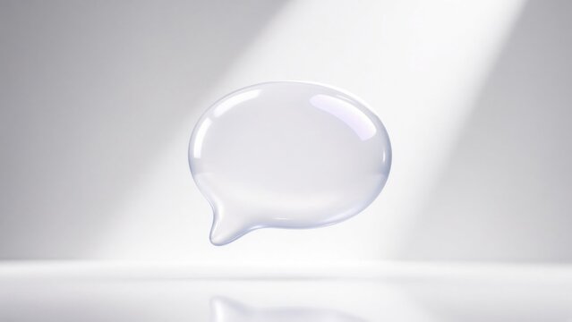 Transparent Glass Speech Bubble Icon on Grey Background