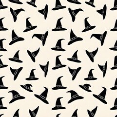 Fototapeta premium Witch Hat Seamless Pattern Minimalist Halloween