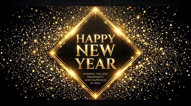 Elegant gold glitter background with a diamond frame for celebrating new year s day and festive holiday events