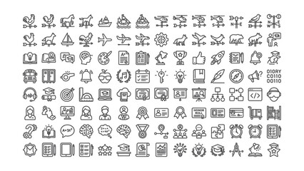 Fototapeta premium education icons set with animals and learning concepts