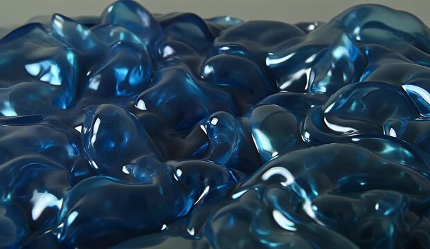 Abstract dark blue liquid waves in slow motion