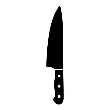 Upright Chef Knife with Three Rivets and Bolster, Black Silhouette