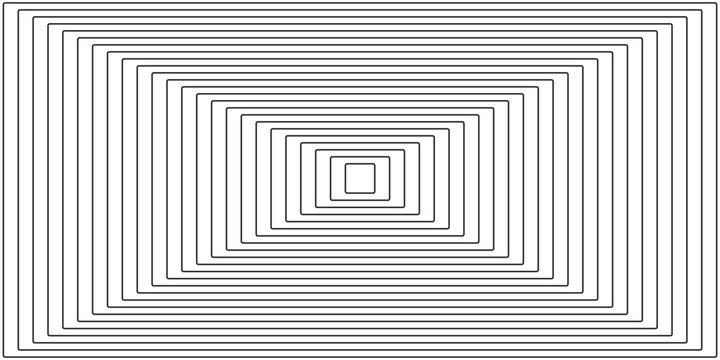Black White Rectangle Tunnel Concentric Square Line Pattern Minimal