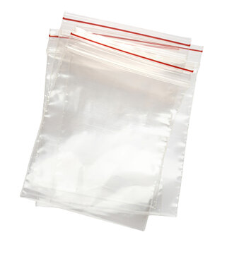 Clear plastic ziplock bags with red seal